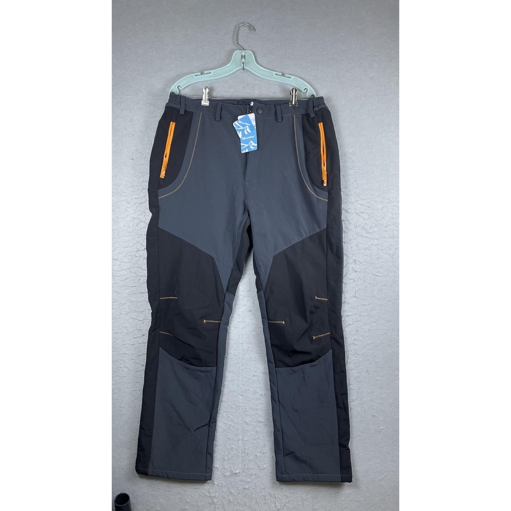 MAGCOMSEN Pants Mens 36 Black Softshell Insulated Snow Pants Winter Zip Pockets